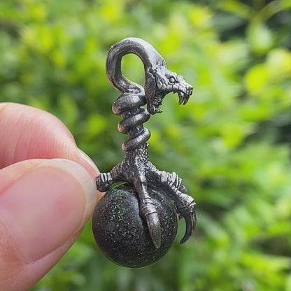 Gothic Dragon Claw Pendant with Opal Stone, Oxidized Silver Jewelry, Mystical Talisman for Men, Birthday Gift Idea