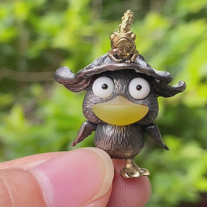 Fairy Tale Silver Pendant with Yellow Agate, White Howlite, Black Onyx and Bronze Accents, Handcrafted Jewelry Gift Idea for Her