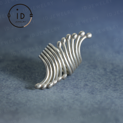 Skulpturaler Silberring – Handgefertigter Statement-Schmuck, modernes Design, futuristischer Stil, einzigartiger Kunsthandwerkerring