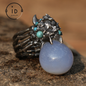 Shadow Claw Achat Ring - Gothic 925 Silber Ring mit Achat &amp; Türkis Akzenten