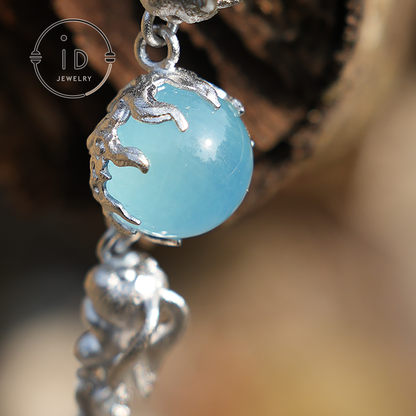 Kaninchen-Armband aus 925er Sterlingsilber mit Aquamarin – handgefertigter, eleganter Schmuck, perfektes Geschenk für besondere Anlässe