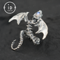 Drachenring mit Phantomquarz | Handgefertigter Gothic-Schmuck | Mystischer Knochenring | Fantasy-Drachenring | Magischer Silberring 