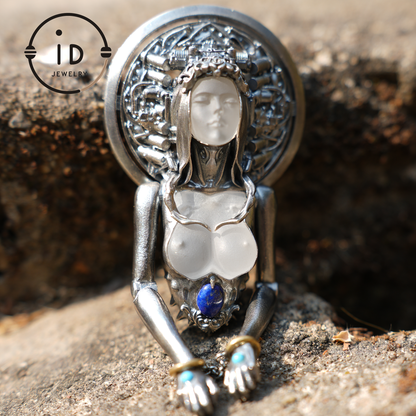 Mystic Goddess Pendant | Handmade 925 Silver & Gemstone Spiritual Necklace | Esoteric Protection Amulet
