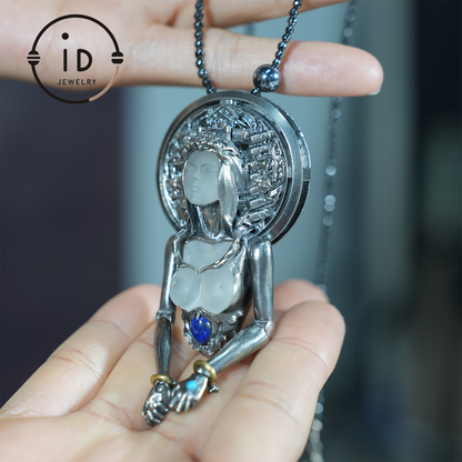 Mystic Goddess Pendant | Handmade 925 Silver & Gemstone Spiritual Necklace | Esoteric Protection Amulet