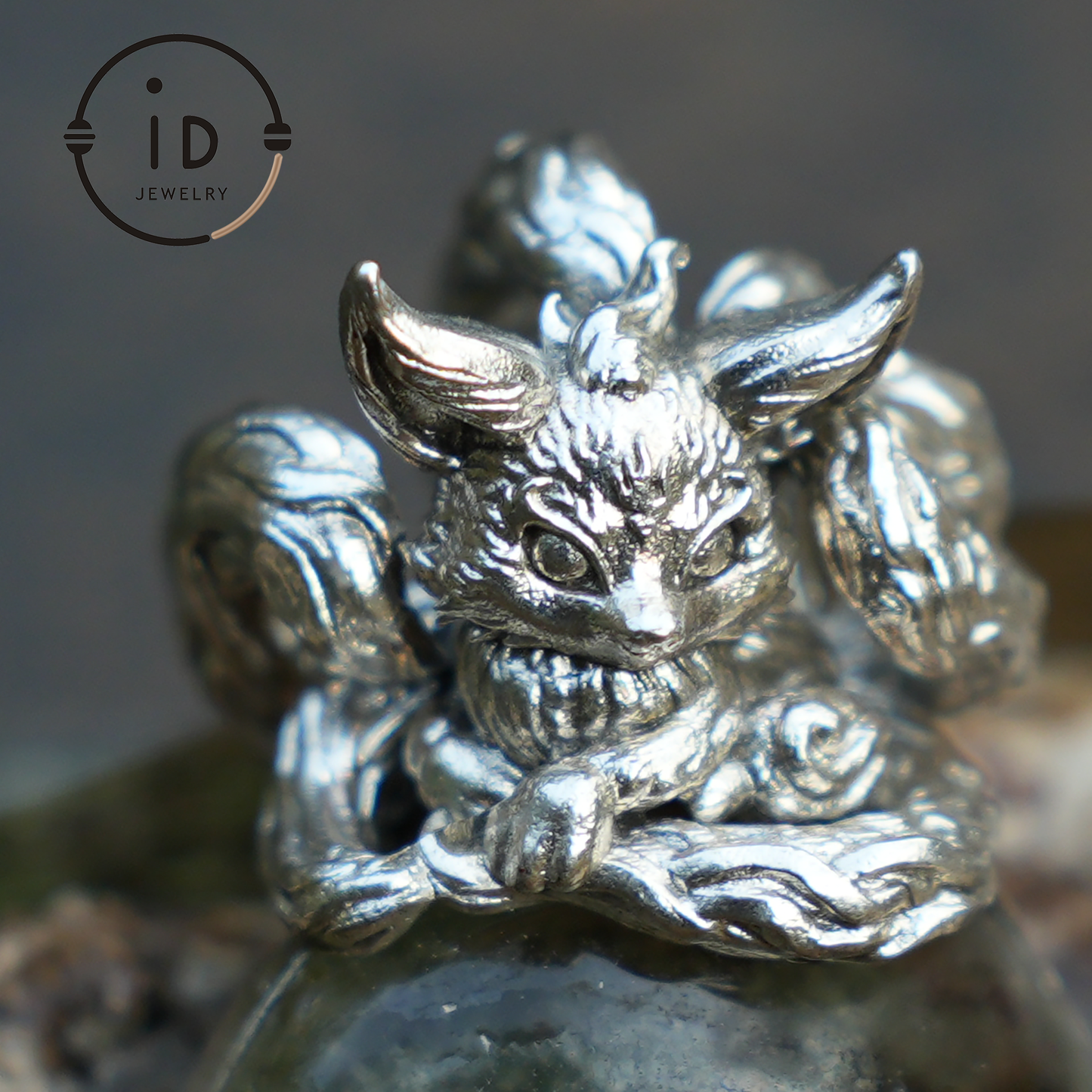 Fox Spirit Crystal Pendant - Handcrafted 925 Sterling Silver Jewelry with phantom quartz, Unique Fantasy Pendant, Perfect Gift for Special Occasions